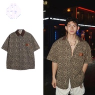 Asrv new short sleeve shirt Leopard print, loose fit, street style, suitable for summer.