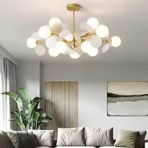 LED Nordic Colored Chandelier Dining Room Kitchen Living Room Bedroom Hanging Chandelier Designer In