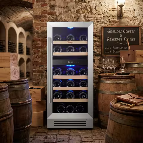 Yeego Dual-Zone Wine Cooler 3 Cu.ft 28 Bottles 85L White Wine mini fridge Can be embedded in a dinin