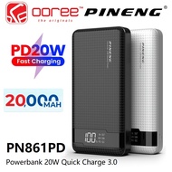 PINENG PN861PD 20000MAH POWER BANK 20W QC3.0 FAST CHARGE POWERBANK PN-861PD - BLACK / WHITE