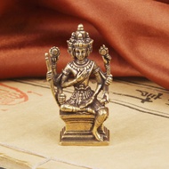 Lucky Feng Shui Brass Four Faced Buddha Lord Brahma Mini Statue Phra Phrom Home Office Blessing Deco