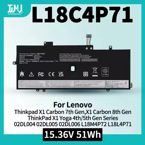 L18C4P71 L18M4P72 Battery for Lenovo Thinkpad X1 Carbon 7th Gen, X1 Carbon 8th Gen,ThinkPad X1 Yoga