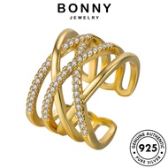 BONNY JEWELRY 925 Gold Silver Rings Creativity Diamond Moissanite Original Women R67