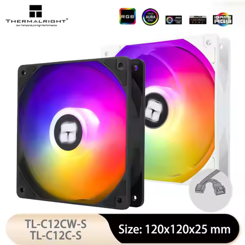 Thermalright TL-C12CW-S 120mm Fan 1550RPM Quiet S-FDB Bearing 5V 3PIN ARGB pc gamer Adjust Speed For