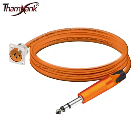 XLR Male to 1/4" TS/TRS Audio Extension Cable,D-Type 3Pin XLR Panel Mount MIC Socket to 6.35mm TS/TR