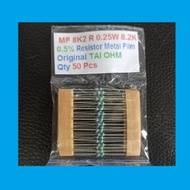 Qty 50 Pcs MF 8K2 R 0.25W 8.2K 0.5% Resistor Metal Film Ori TAI OHM