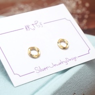 ART64 Donut Square Twist Earrings Gold 925 Sterling Silver