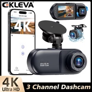 EKLEVA 4K Car Dash Cam 3 Channel Front Rear And Inside Night Vision 24H Parking Monitor APP control 