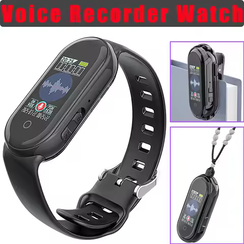 8GB-64GB Voice Activated Audio Recorder Watch AGC Sound Noise Reduce Dictaphone Pendant Recorders Ba
