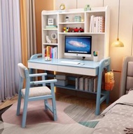 全城熱賣 - 全實木書桌書架一體學習桌 電腦桌（ 藍色書桌+升降椅）（尺寸：100*60*155cm）#H257021089