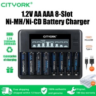 Cityork 1.2V AA AAA Rechargeable Battery&1.2V Ni MH/Ni CD 8-slot Charger/Fast Charging/Battery Charg