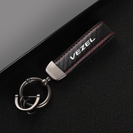 Leather car keychain horseshoe buckle key chain for honda Vezel with logo Accessories