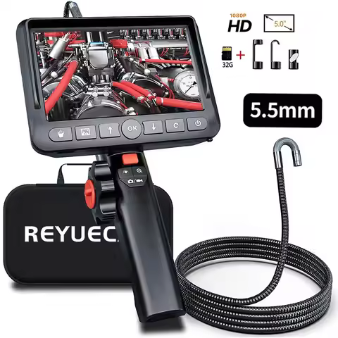 REYUECAM 5 inch IPS Screen Articulating Borescope 5.5mm lens Two-way 420° Steering Endoscope Camera 