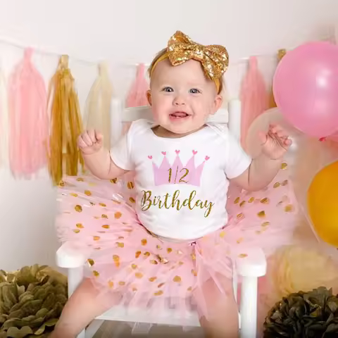 It's My 1/2 Birthday Baby Girls Birthday Outfit Cake Smash Outfit Birthday Party Shirt Tutu + Baby B