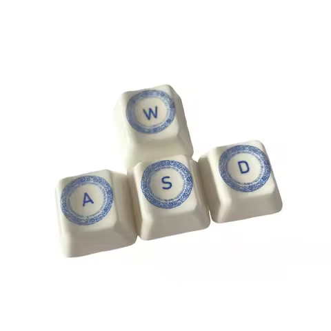 Blue White Ceramic Keycap Set WASD 4 Keys Cherry Profile Keycaps for Mechanical Keyboard Key Caps DI