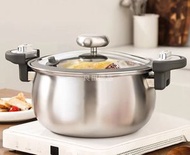 316食品級不銹鋼微壓鍋 316食品級不銹鋼大容量 燉煮悶微壓鍋 家用加厚燉湯鍋防爆高壓鍋-316五層鋼微壓湯鍋-24CM【健康無塗層】【適用3-4人】