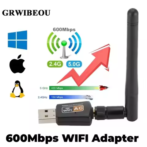 600Mbps USB Wifi Adapter 5GHz+2.4GHz USB2.0 Receiver Wireless Network Card Lan WiFi High Speed Anten
