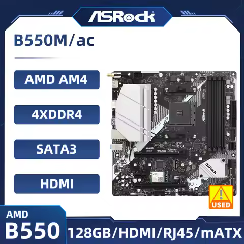 ASROCK B550M/AC Motherboard AM4 AMD B550 128GB DDR4 M.2 support Ryzen 5800 3400 3700 5600 5500 cpu M