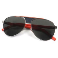 LOUIS VUITTON2019 Pacific Pilot Eyewear 太陽眼鏡，銀色和橙色 Damier Cobalt 面料，5​​8□14 145mm，狀況極佳，配有演示鏡片、防塵袋和眼鏡
