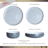Dining Vaisselle จานชาม Modern Grey Elysian Set (4 items) สีเทาสุดคลาสสิค ออกแบบโดยAmerican Artist