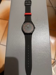 Swatch Skin Irony 超薄金屬系列手錶 BRUSHED RED 螢光紅 (42mm) 中性錶款