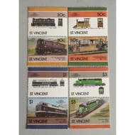 1986 July St. Vincent Locomotives 8 Stamps Set