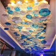 Air Lotus Leaf Soft Decoration Pendant Model Room Hotel Middle Court Ceiling Glass Club Pendant Art 