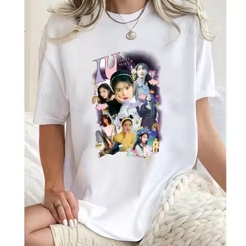 IU T-shirt Men Women Unisex Lee Ji Eun Fans Clothes Popular Shirts Uaena Short Sleeve Round Neck Str