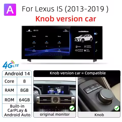 Android 14 Car Radio,Lexus IS RC 250 200 300 350 200t 300h 2013-2019 Wireless CarPlay Multimedia Vid