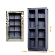 Rak Buku Kaca Pintu / Book Shelf Glass Door / 2 Door Storage Cabinet / SHIRO White Color Glass Door 