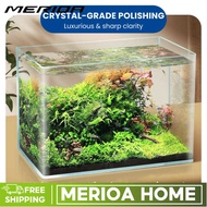 MER Ultra-Clear Curved Glass Aquarium [7L–40L] – Crystal Frameless Fish Tank, 5mm Thick – Ultimate A