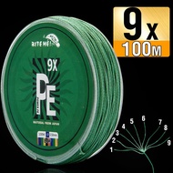 Biteme 9X 100m PE Braided Fishing Line 9 Strands 10-120LB Multifilament Fishing Line PE Line