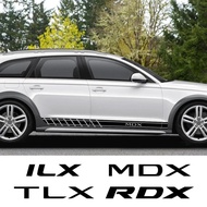 2PCS Car Door Side Skirt Long Stripes Stickers Sport Decals Auto Decoration Accessories For Acura RD