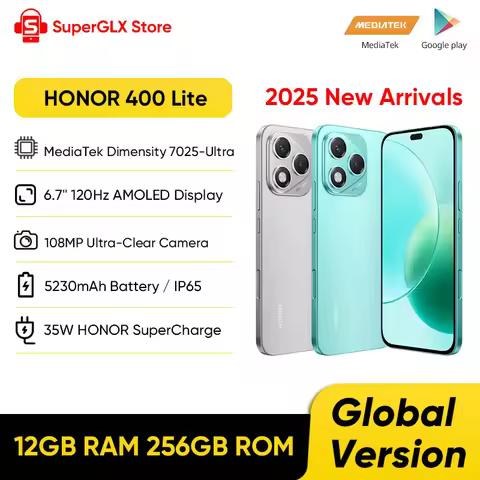 HONOR 400 Lite Global Version 5G Smartphone Dimensity 7025-Ultra 6.7" 120Hz AMOLED Screen 108MP Came