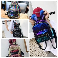 Bag Pack Student Bag Smiggle Rabbit Ear Sequin Fashion Girl Young Lady Backpack For Notebook Hold Pencil Case V813