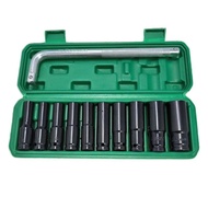 ComBo of 10 Black Socket Tips 78mm long, 1/2 inch system From 8 to 24 (Free L-shaped Tightening Rod 