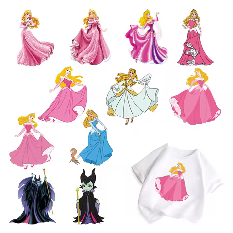 Disney Sleeping Beauty Aurora Clothing thermoadhesive patches vinyl stickers DIY children Applique f