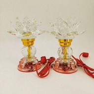 Đèn thờ gia tiên  đèn thờ hoa sen pha lê thân châu tròn dùng mạch LED 7 màu dễ dàng thay thế