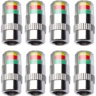 Gigicloud 8Pcs Car Tire Pressure Monitor Gauge Valve Stem Caps Sensor Indicator, 2.0-2.3bar 32-to-35