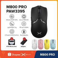 Delux M800 PRO PAW3395 26000DPI 50G ACC Wireless Gaming Mouse 72g Lightweight Wired Gaming Mouse Pro