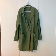 韓國購入🇰🇷 棉麻抹茶色西裝外套大衣 韓貨