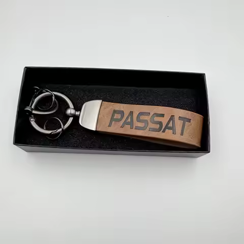 Genuine Leather Keychain Car Key Ring Custom Gift with passat logo For Volkswagen VW Passat b5 b6 b7
