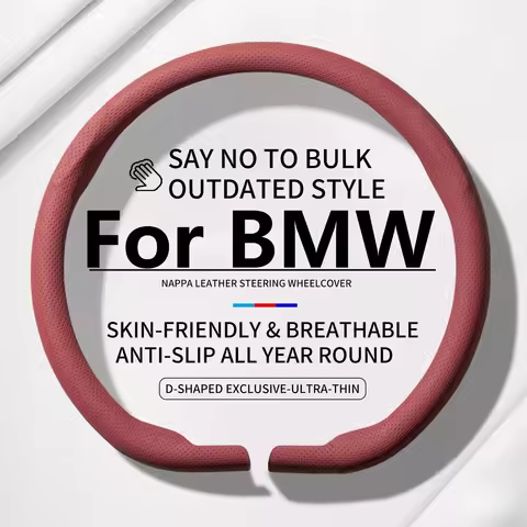 New Ultra Thin Nappa Leather 37-38CM Steering Wheel Cover For BMW E30 E36 E39 E46 E60 E87 E90 E91 E9
