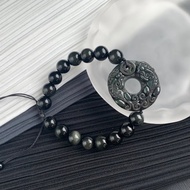 免費開光 天然彩虹黑曜貔貅 招財貔貅手鍊 錢滾錢