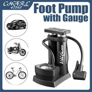 Double-Tube Aluminum Alloy 140 PSI Bike Pump With Guage Motocycle Portable Foot For B FDA
