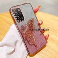 Casing for Oppo A55 A56 A53S 4G 5G A36 A76 4G  Shockproof流沙蝴蝶支架闪光粉防摔手机壳 HZZJ