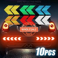 [Wholesale Price] 10pcs Car Reflective Arrow Sign Sticker - Night Driving Safety Reflective Tape - Colorful Scooter Helmet Reflector Warning Decals - Car Exterior Styling Sticker
