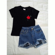 Fashion Kid Rose T-shrit + Style Jean 1set RM25♛Ready Stock
