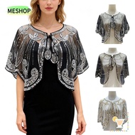 MESHOP Flapper Shawl, Sequin Embroidery 1920s Evening Wrap, Fashion Beaded Women's Jacket Women