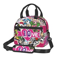 Tokidoki Cute Cartoon Lunch Box Reusable Lunch Bag For Women Large Capacity Lunch Tote With Side Pocket &amp; Shoulder Strap For Boys Girls Adults
